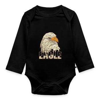 Eagle Nature Fauconnerie de montagne Oiseaux de proie Faucon autour des palombes - Body Bébé bio manches longues - noir - Devant