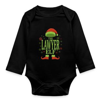 Anwalt Weihnachtself - Baby Bio-Langarm-Body - Schwarz - Vorne