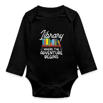 Bibliothek Wo Das Abenteuer Beginnt Bibliothekar - Baby Bio-Langarm-Body - Schwarz - Vorne
