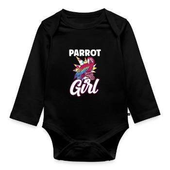 Perroquet Fille Mignon Animal Perroquets Pet - Body Bébé bio manches longues - noir - Devant