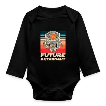 Fusée spatiale d’astronomie des futurs astronautes - Body Bébé bio manches longues - noir - Devant