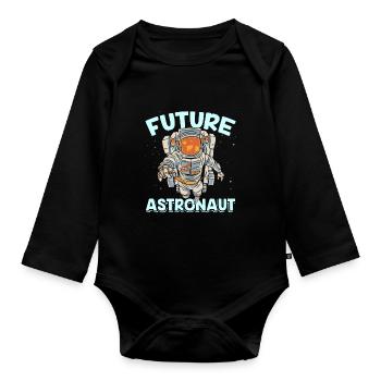 Future Astronaut Rocket Space Astronomy - Organic Longsleeve Baby Bodysuit - black - Front