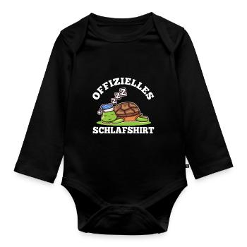 Official Sleeping Shirt Turtle - Organic Longsleeve Baby Bodysuit - black - Front