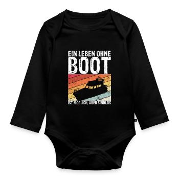 Boot Yacht Jolle Kajak Fan Geschenk Kapitän Schiff - Baby Bio-Langarm-Body - Schwarz - Vorne
