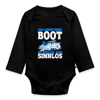 Boot Yacht Jolle Kajak Fan Geschenk Kapitän Schiff - Baby Bio-Langarm-Body - Schwarz - Vorne