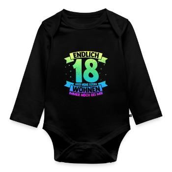 Endlich 18 Aber Meine Eltern Wohnen Immer Noch Bei - Baby Bio-Langarm-Body - Schwarz - Vorne