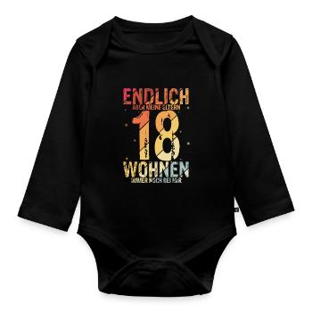 Endlich 18 Aber Meine Eltern Wohnen Immer Noch Bei - Baby Bio-Langarm-Body - Schwarz - Vorne