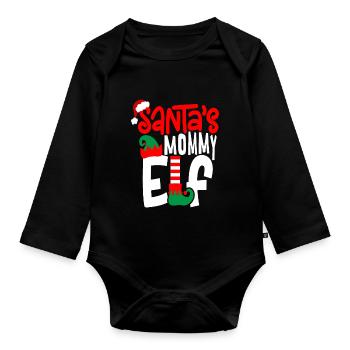 Santa s Mommy Elf - Organic Longsleeve Baby Bodysuit - black - Front
