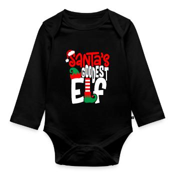 Le plus bon elfe du Père Noël - Body Bébé bio manches longues - noir - Devant