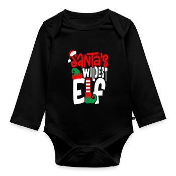L’elfe le plus sauvage du Père Noël - Body Bébé bio manches longues - noir - Devant