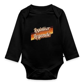 Logistik Geburtstag als Legende geboren Logistiker - Baby Bio-Langarm-Body - Schwarz - Vorne
