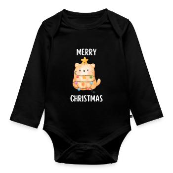 Joyeux Noël Drôle de Chemise de Noël - Body Bébé bio manches longues - noir - Devant