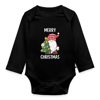 Joyeux Noël Drôle de Chemise de Noël - Body Bébé bio manches longues - noir - Devant