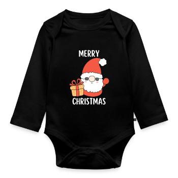 Joyeux Noël Drôle de Chemise de Noël - Body Bébé bio manches longues - noir - Devant