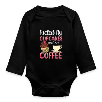 Propulsé par Cupcakes et Coffee Eating Cupcake - Body Bébé bio manches longues - noir - Devant