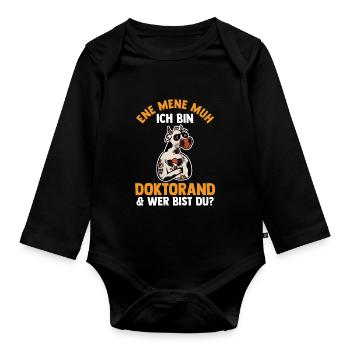 Doktor Abschluss Kuh Doktorand Promotion Doktortit - Baby Bio-Langarm-Body - Schwarz - Vorne