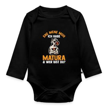 Maturant Kuh Schulabschluss Matura - Baby Bio-Langarm-Body - Schwarz - Vorne