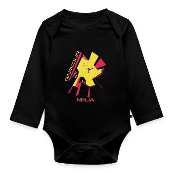 Ninja Parkour Jumping Construction Freestyle City Runn - Body Bébé bio manches longues - noir - Devant