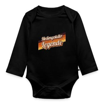 Designer Geburtstag als Legende geboren - Baby Bio-Langarm-Body - Schwarz - Vorne