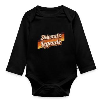 Steinbildhauer Geburtstag als Legende geboren - Baby Bio-Langarm-Body - Schwarz - Vorne