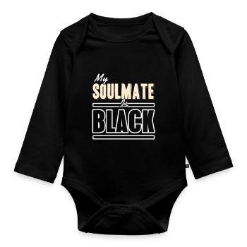 My Soulmate Is Black Cool Retro Soulmate Designs - Baby Bio-Langarm-Body - Schwarz - Vorne