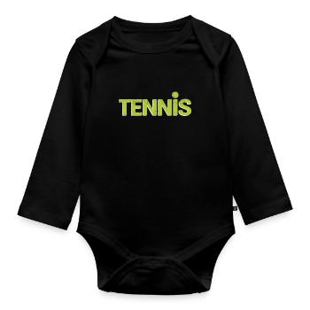 Tennis Ball Cool Funny Sports Lovers Player - Organic Longsleeve Baby Bodysuit - black - Front