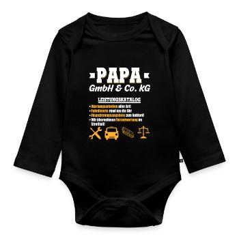 Papa GmbH & Co Leistungskatalog Vaterschaft Kinder - Baby Bio-Langarm-Body - Schwarz - Vorne