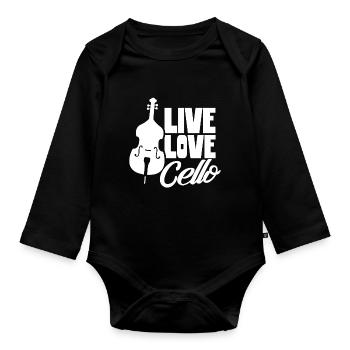 Leben Liebe Cello Musiker Cellist Cellos - Baby Bio-Langarm-Body - Schwarz - Vorne