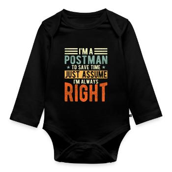 Postbote - Baby Bio-Langarm-Body - Schwarz - Vorne