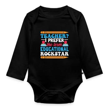 Funny School Humor Teacher - Organic Longsleeve Baby Bodysuit - black - Front
