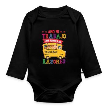 Funny Spanish Teacher Bilingual - Organic Longsleeve Baby Bodysuit - black - Front