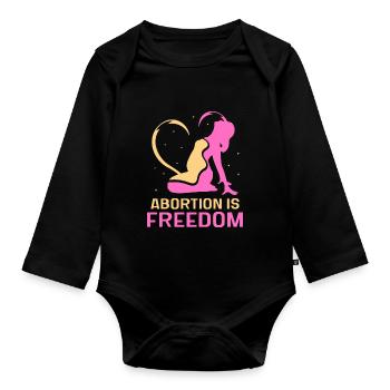 abortion is freedom - Baby Bio-Langarm-Body - Schwarz - Vorne