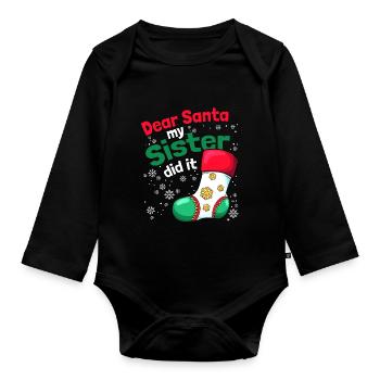 Cher Père Noël Ma sœur l’a fait frères et sœurs - Body Bébé bio manches longues - noir - Devant