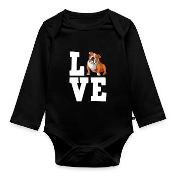 Deutsch Bulldog Dog Dog Propriétaire - Body Bébé bio manches longues - noir - Devant