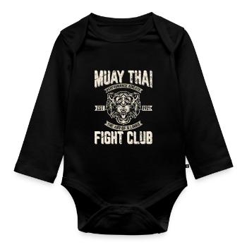Muay Thai Boxe Kickboxing Muay Thai Fighter Trai - Body Bébé bio manches longues - noir - Devant