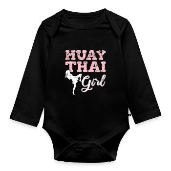 Muay Thai Girl Muay Thai Fighter Kickboxer Kickboxing - Body Bébé bio manches longues - noir - Devant