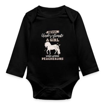 Percheron Horse Girl aime son Percheron Draft Hor - Body Bébé bio manches longues - noir - Devant