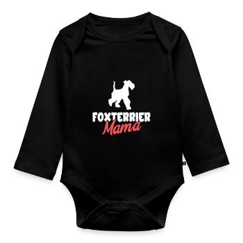Foxterrier Hund Dog Hundehalter - Baby Bio-Langarm-Body - Schwarz - Vorne