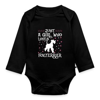 Foxterrier Hund Dog Hundehalter - Baby Bio-Langarm-Body - Schwarz - Vorne