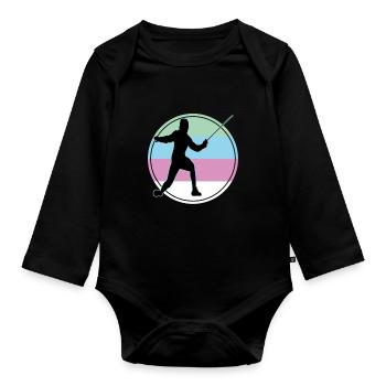 Fechten Fechtsport Fechtkampf Sportfechten - Baby Bio-Langarm-Body - Schwarz - Vorne