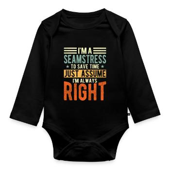 Seamstress - Organic Longsleeve Baby Bodysuit - black - Front