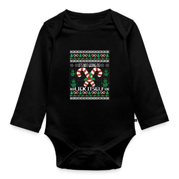 Funny UGLY Christmas Sweater It's Not Going - Organic Longsleeve Baby Bodysuit - black - Front