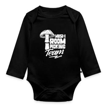 Mushroom pickers Team Mushroom pickers Mushroom picking Mushrooms - Organic Longsleeve Baby Bodysuit - black - Front