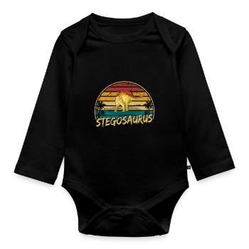 Stegosaurus Dinosaurier Kinder Dino Geschenk - Baby Bio-Langarm-Body - Schwarz - Vorne
