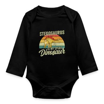 Stegosaurus Dinosaurier Kinder Dino Geschenk - Baby Bio-Langarm-Body - Schwarz - Vorne