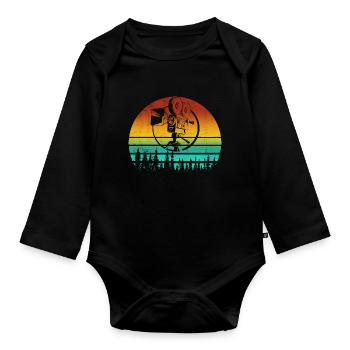 Retro Kamera Film Kino Filmemacher - Baby Bio-Langarm-Body - Schwarz - Vorne