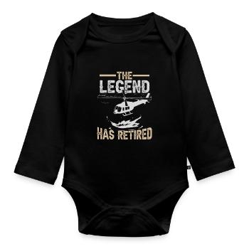 Die Legende hat sich | zurückgezogen Hubschrauberpilot - Baby Bio-Langarm-Body - Schwarz - Vorne
