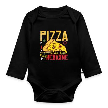 Pizza Is The Best Medicine - Organic Longsleeve Baby Bodysuit - black - Front