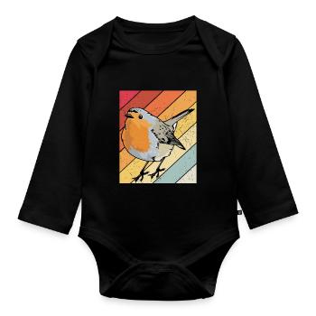 Rotkehlchen Vogelfreund Vogelfan Design Natur Lieb - Baby Bio-Langarm-Body - Schwarz - Vorne