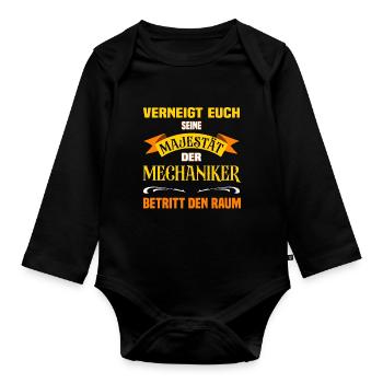 Eure Majestät der Mechaniker lustiges Beruf - Baby Bio-Langarm-Body - Schwarz - Vorne